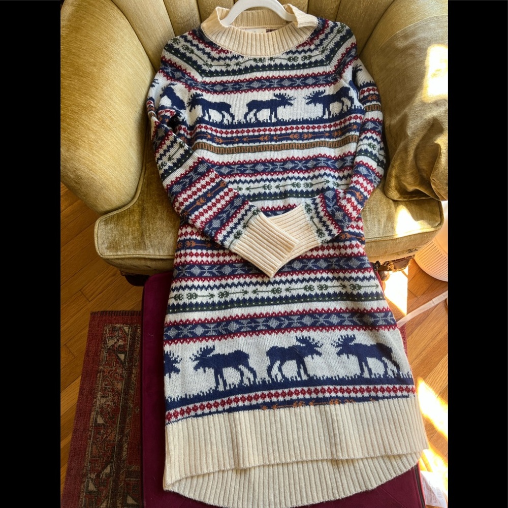 Cozy Cabin Moose Sweater Dress